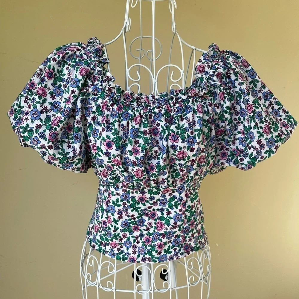 Banjanan flower print puff sleeve top​